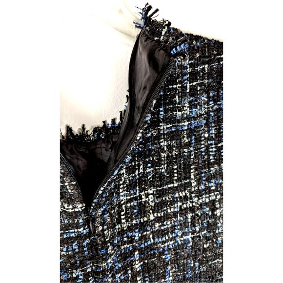 Boho Chic metallic tweed dress Bust42" waist37" length42"Fringed sz16 Lined EUC - Picture 3 of 10